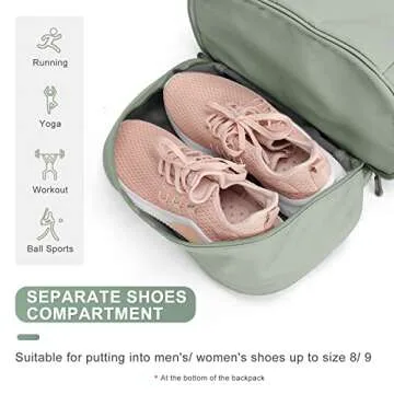 Coofay Gym Backpack for Women - Waterproof, Lightweight, Large Travel Sports Gym Bag with Shoe Compartment