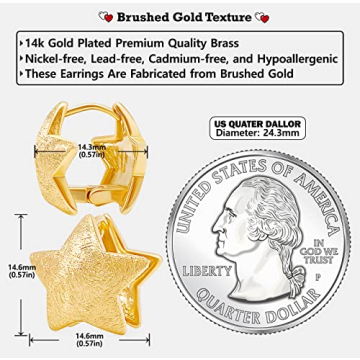 OZEL Unique Star Reversible Huggie Earrings - 14K Gold