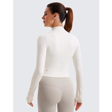 CRZ YOGA Womens Butterluxe Full Zip Crop Jacket Stylish Comfort