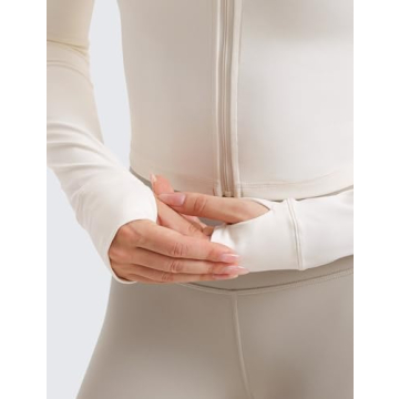 CRZ YOGA Womens Butterluxe Full Zip Crop Jacket Stylish Comfort