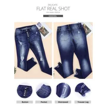 Stylish Sidefeel Women Mid Rise Distressed Skinny Jeans