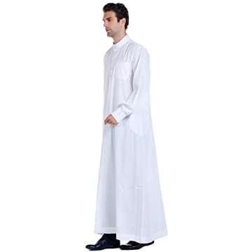 Wowdecor New Solid Color Robe Kaftan for Men, Thobe Long Gown Saudi Arabia Dubai Muslim Clothes Stan...