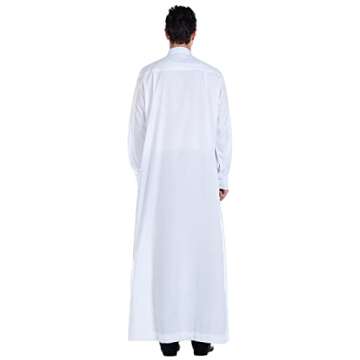 Wowdecor New Solid Color Robe Kaftan for Men, Thobe Long Gown Saudi Arabia Dubai Muslim Clothes Stand Collar Shirt