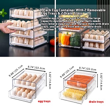 XBY-US Large Capacity Egg Holder for Multi-Function Storage