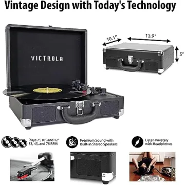 Victrola Vintage Bluetooth Portable Record Player for All