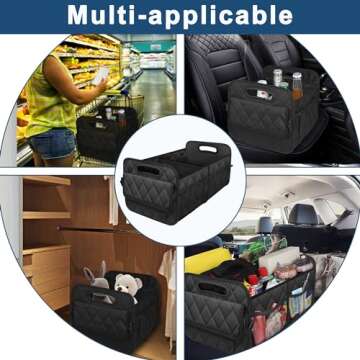 Deosk Car Trunk Organzier and Storage with 6 Big Pocket,Car Accessories for Women/Men 70L Waterproof Polyester Trunk Organzier for Car/SUV/Minivan/Truck(Large, Black)