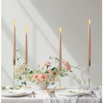 10 Inch Light-Mocha Taper Candles for Home Decoration, 10 Pack Unscented Candlesticks for Dinner Wed...