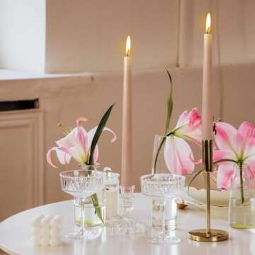 10 Inch Light-Mocha Taper Candles for Home Decoration, 10 Pack Unscented Candlesticks for Dinner Wedding Party, Smokeless and Dripless Candle Sticks