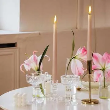 10 Inch Light-Mocha Taper Candles for Home Decoration, 10 Pack Unscented Candlesticks for Dinner Wedding Party, Smokeless and Dripless Candle Sticks