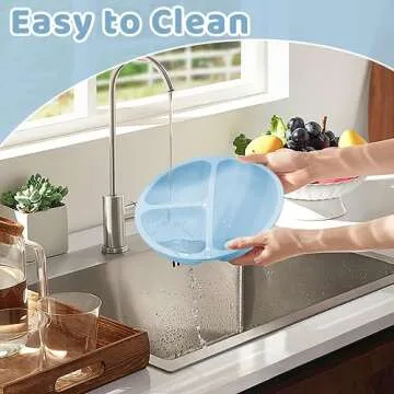 Bufims Silicone Baby Feeding Set, Baby Led Weaning Supplies, Eating Essentials Utensils with Suction Plate and Bowl, Pocket Bib, Sippy Cup with Lid, Forks Spoons Snack Container, for 6+ Months, Blue