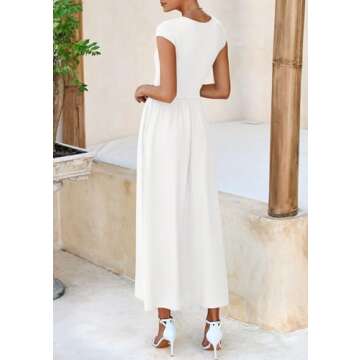 PRETTYGARDEN Women's 2025 Summer Casual Long Dresses Cap Sleeve Patchwork A Line Flowy Modest Elegan...