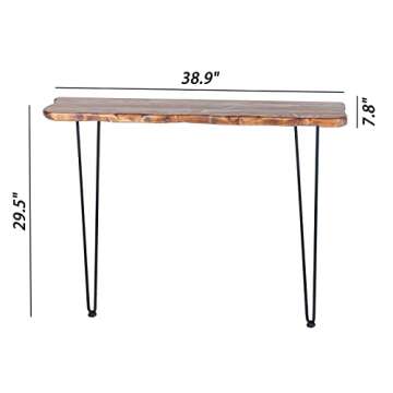 NOZE Wall-Mounted Side Console Sofa Table Industrial Natural Wood Table for Entryway Living Room wit...
