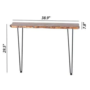 NOZE Wall-Mounted Side Console Sofa Table Industrial Natural Wood Table for Entryway Living Room wit...