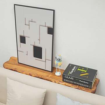 NOZE Wall-Mounted Side Console Sofa Table Industrial Natural Wood Table for Entryway Living Room with Two Iron Feet, Rustic Brown