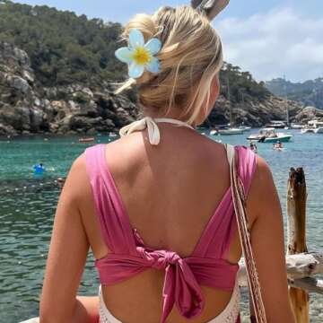 GQLV Flower Hair Accessories - 4PCS Large Nonslip Clips for Thick Hair, Strong Hold Hawaiian Clips for Women, Cute Banana Clips for Thin Hair Made of Plastic