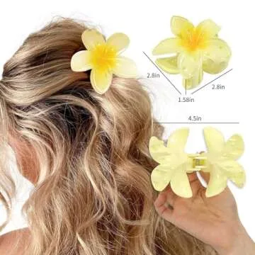 GQLV Flower Hair Accessories - 4PCS Large Nonslip Clips for Thick Hair, Strong Hold Hawaiian Clips for Women, Cute Banana Clips for Thin Hair Made of Plastic