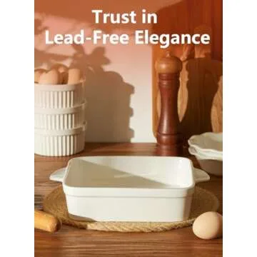 Sweese 8x8 inch Square Porcelain Baking Dish with Double Handles - Non-Stick Oven Casserole Pan for Brownie, Lasagna, Roasting - Great for Serving or Cooking