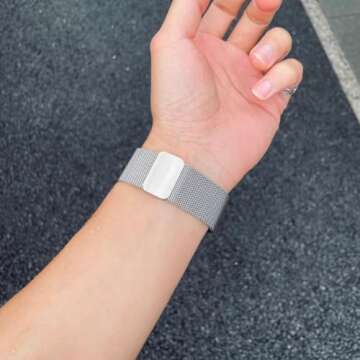 Compatible with Apple Watch Band 38mm 40mm 41mm 42mm 44mm 45mm 49mm, Stainless Steel Loop Strap Magnetic Clasp Bands for iwatch Series 9, Ultra 2, SE, Ultra 8 7 6 5 4 3 2 1, Women Men Silver 49MM