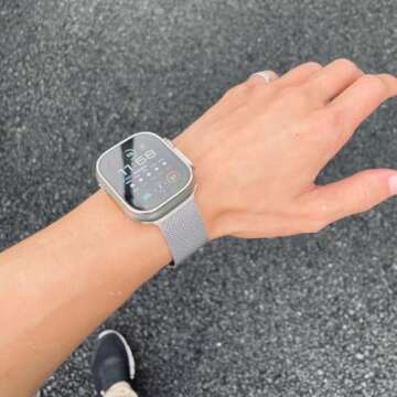 Compatible with Apple Watch Band 38mm 40mm 41mm 42mm 44mm 45mm 49mm, Stainless Steel Loop Strap Magnetic Clasp Bands for iwatch Series 9, Ultra 2, SE, Ultra 8 7 6 5 4 3 2 1, Women Men Silver 49MM