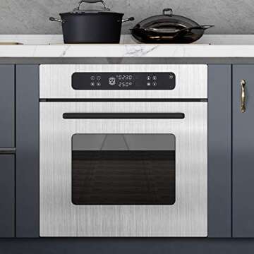 LACHEERY 24x160in Silver Stainless Steel Backsplash Contact Paper Metal Texture Interior Vinyl Film Waterproof Countertop Self Adhesive Laminate Shelf Liner Dishwasher Microwave Fridge Oven Makeover