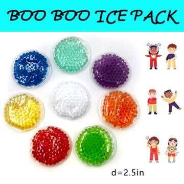 Boo Boo Hot Cold Ice Packs for Pain Relief, Reusable Gel Pack, 8 Colors