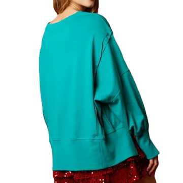 Glkaend Women's Sequin Christmas Sweatshirt Cute Funny Graphic Printed Casual Crewneck Long Sleeve Pullover Sweatshirts Tops,Green #2,Small