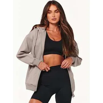 ANRABESS Women's Stylish Zip Up Hoodie for Fall Fashion