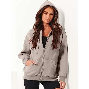 ANRABESS Women's Stylish Zip Up Hoodie for Fall Fashion