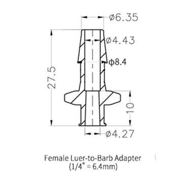 BleedZone - Female Luer Lock Connector - 1/4" Hose Barb Fittings PP Polypropylene Hose, 25x Luer Lock Adapter for Laboratory Equipment, Luer Lock Syringe, Female Hose Connector, Luer Hose Barb Adapter