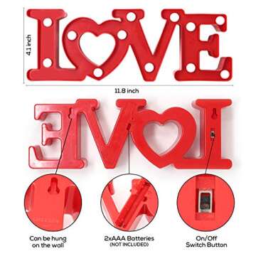 Cheerin Valentines Day Decoration - Love Marquee Letters - Love Light Up Sign - Romantic Lighted Letters for Wedding & Home - Red