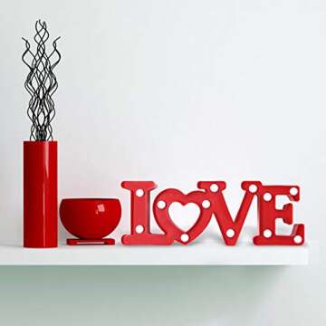 Cheerin Valentines Day Decoration - Love Marquee Letters - Love Light Up Sign - Romantic Lighted Letters for Wedding & Home - Red