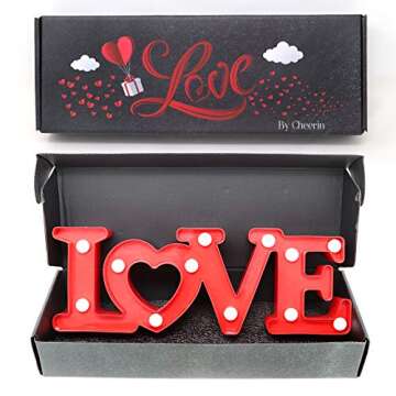 Cheerin Valentines Day Decoration - Love Marquee Letters - Love Light Up Sign - Romantic Lighted Letters for Wedding & Home - Red