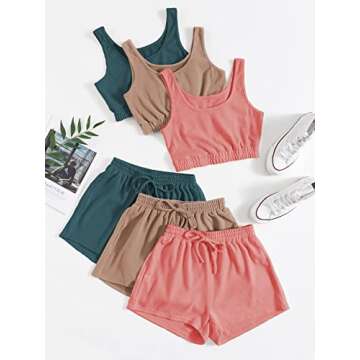 GORGLITTER Summer Crop Tops and Shorts Set for Women