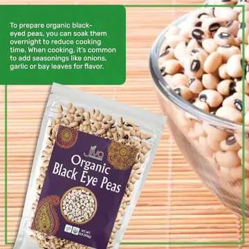 Jiva Organics Organic Black Eye Peas 2 Pound Bag - Cowpeas, Non-GMO, Natural