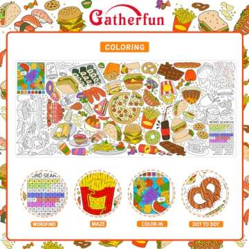 Gatherfun Giant Kids Coloring Poster | 31.5 x 72 Fun Food-Themed Activity for Classroom, Birthday & Events | Versatile as Wall Décor or Table Cover