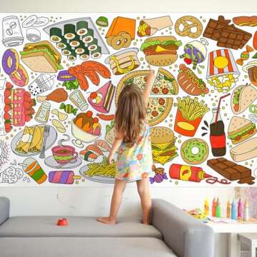 Gatherfun Giant Kids Coloring Poster | 31.5 x 72 Fun Food-Themed Activity for Classroom, Birthday & Events | Versatile as Wall Décor or Table Cover