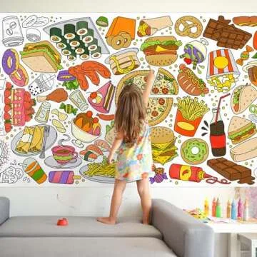 Gatherfun Giant Kids Coloring Poster | 31.5 x 72 Fun Food-Themed Activity for Classroom, Birthday & Events | Versatile as Wall Décor or Table Cover