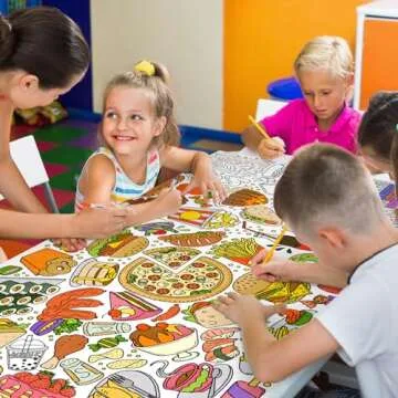 Gatherfun Giant Kids Coloring Poster | 31.5 x 72 Fun Food-Themed Activity for Classroom, Birthday & Events | Versatile as Wall Décor or Table Cover