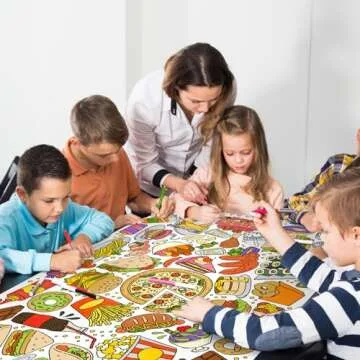 Gatherfun Giant Kids Coloring Poster | 31.5 x 72 Fun Food-Themed Activity for Classroom, Birthday & Events | Versatile as Wall Décor or Table Cover