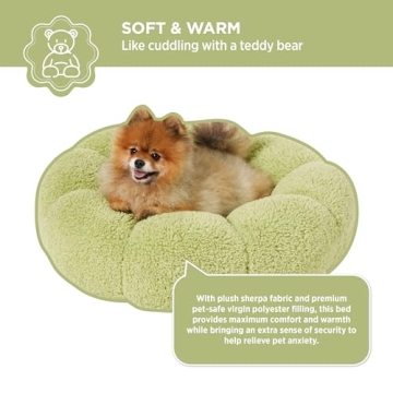Lesure Calming Small Dog Bed in Plush Flower Design