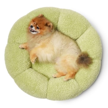 Lesure Calming Small Dog Bed in Plush Flower Design
