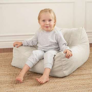 ZICOTO Soft Memory Foam Bean Bag Chair for Toddlers - Trendy Kids Chair and Baby Lounger for Nursery...