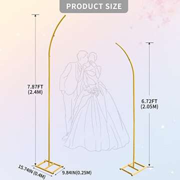 ZpigToor Metal Wedding Arch Stand,Set of 2 Gold Curved Top Arch Backdrop Stand Wedding Arches for Ce...
