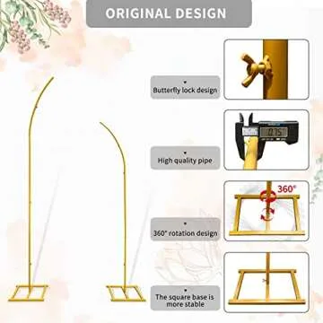 ZpigToor Gold Curved Wedding Arch Set of 2 - 7.8FT & 6.7FT