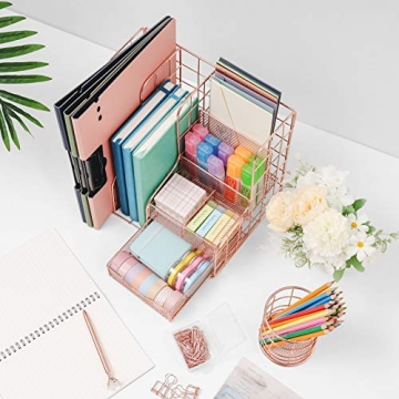 Elegant Rose Gold Desk Organizer for Stylish Storage Solutions