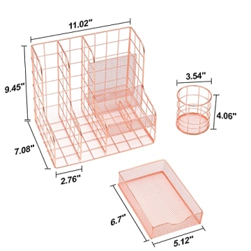 Elegant Rose Gold Desk Organizer for Stylish Storage Solutions