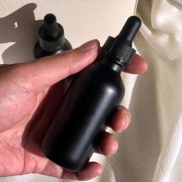 seafulee 60ml Black Coated Glass Bottle with Glass Eye Dropper, 2 oz Capacity,UV Safe Bottles for Es...