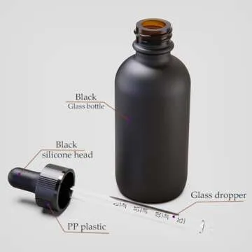 seafulee 60ml Black Coated Glass Bottle with Glass Eye Dropper, 2 oz Capacity,UV Safe Bottles for Essential Oils and Aromatherapy (Pack of 12)