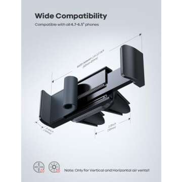Lamicall Universal Car Phone Holder for 4.7-6.5" Smartphones