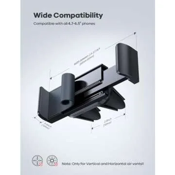 Lamicall Universal Car Phone Holder for 4.7-6.5" Smartphones